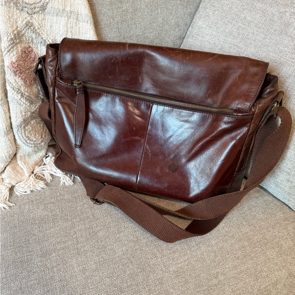 Brown Leather Messenger Bag - Picture 2 of 3